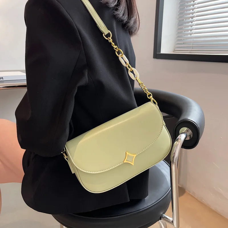 

Korean Style Fashion Classic Women's PU Leather Bag 2023 New Popular Shoulder Bag Chain Small Satchels Messenge Bag
