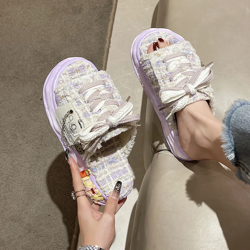 Summer Women Graffiti Slippers Sandals Platform Shoes Mules Flip Flops Street Clogs Flat 2023 New Sweet Casual Shoes For Female