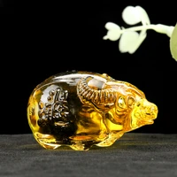 colored glaze crystal cow figurines lucky feng shui fortunate animal sculpture statue paperweight art craft home decoration gift