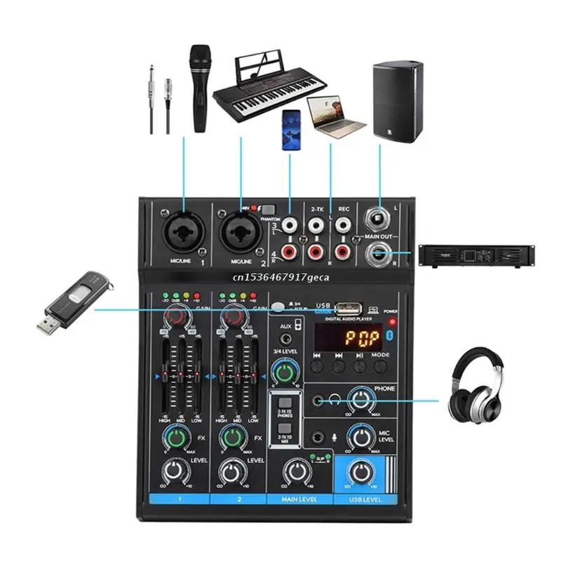 Беспроводной 4-канальный миксер Портативная звуковая микшерная консоль