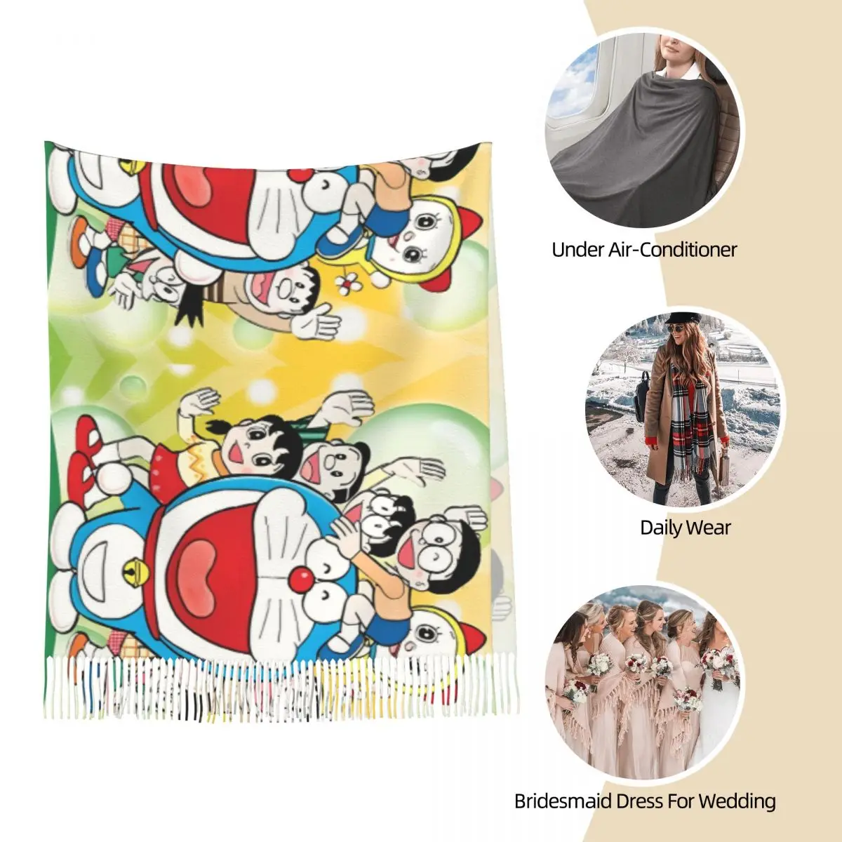 Теплый мягкий шарф зимние шали с героями мультфильмов D-Doraemon Wrpas платок на заказ