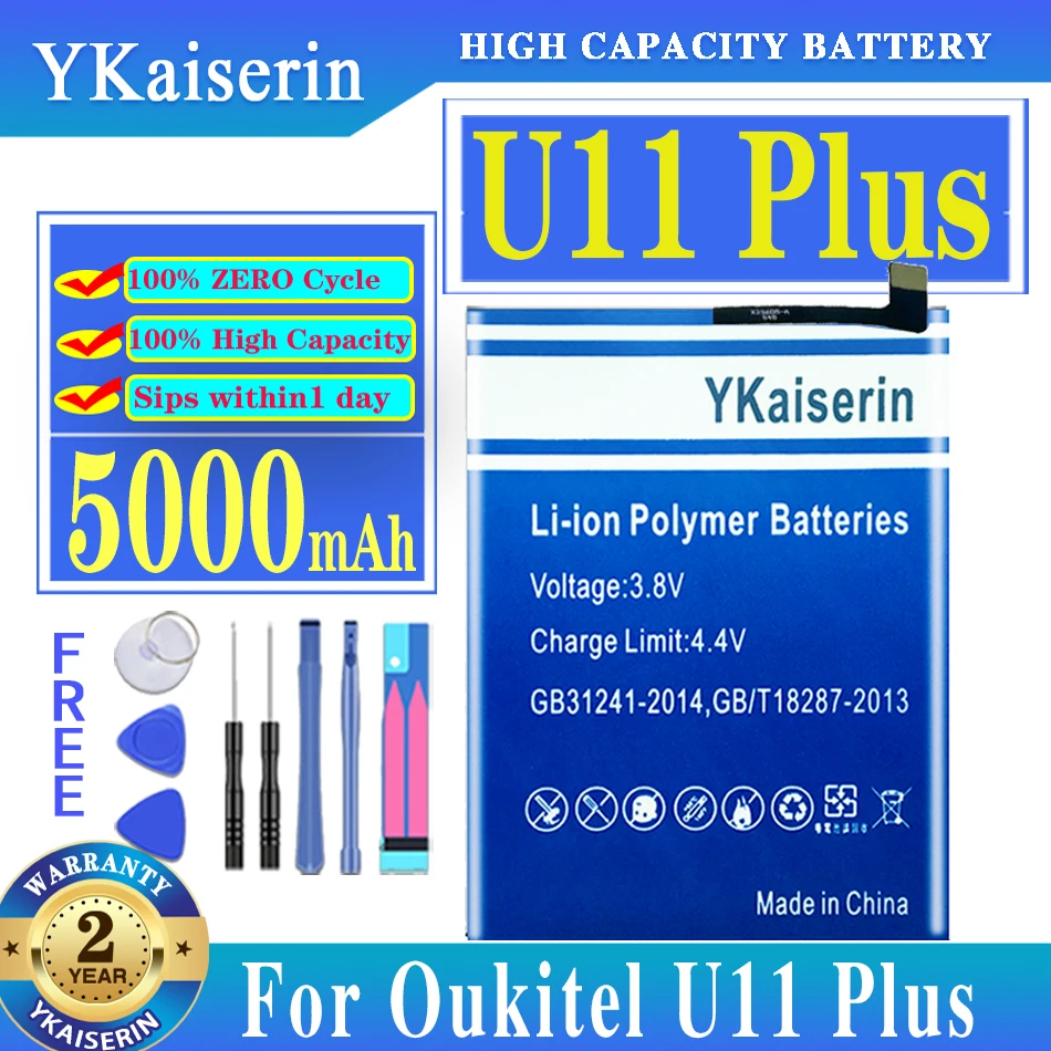

YKaiserin Battery High Capacity U 11 Plus 5000mAh Battery Replacement For Oukitel U11 PLUS U11PLUS Smart Phone Batteria