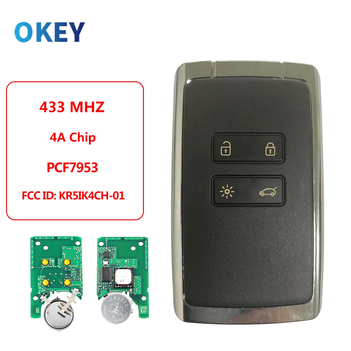 

Okey удаленный автомобильный ключ Fccid: KR5IK4CH-01 чип 433 МГц 4A для Renault Espace 5 Kadjar Megane 4 Talisman KeylessGo