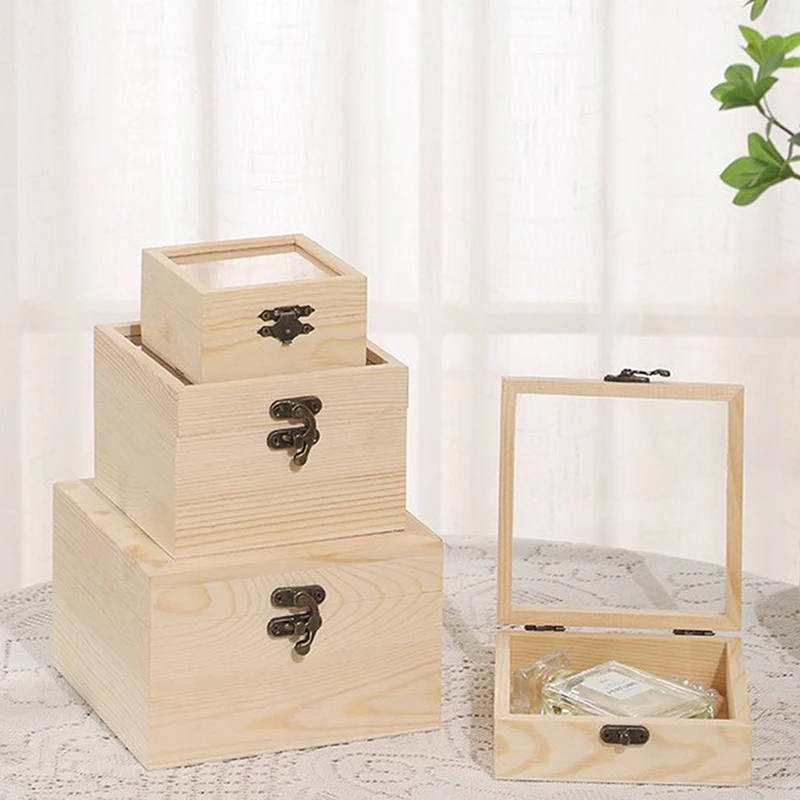 

Wooden Storage Box Home Organizer Handmade Gift Craft Box Jewelry Case Wooden Storage Case DIY Craft Supplies Boxs