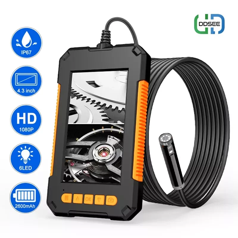 

P40 8mm Single Dual Lens Industrial Endoscope 1080P 4.3 " IPS LCD Digital Inspection Camera With 8 LED For Car Sewer Checki