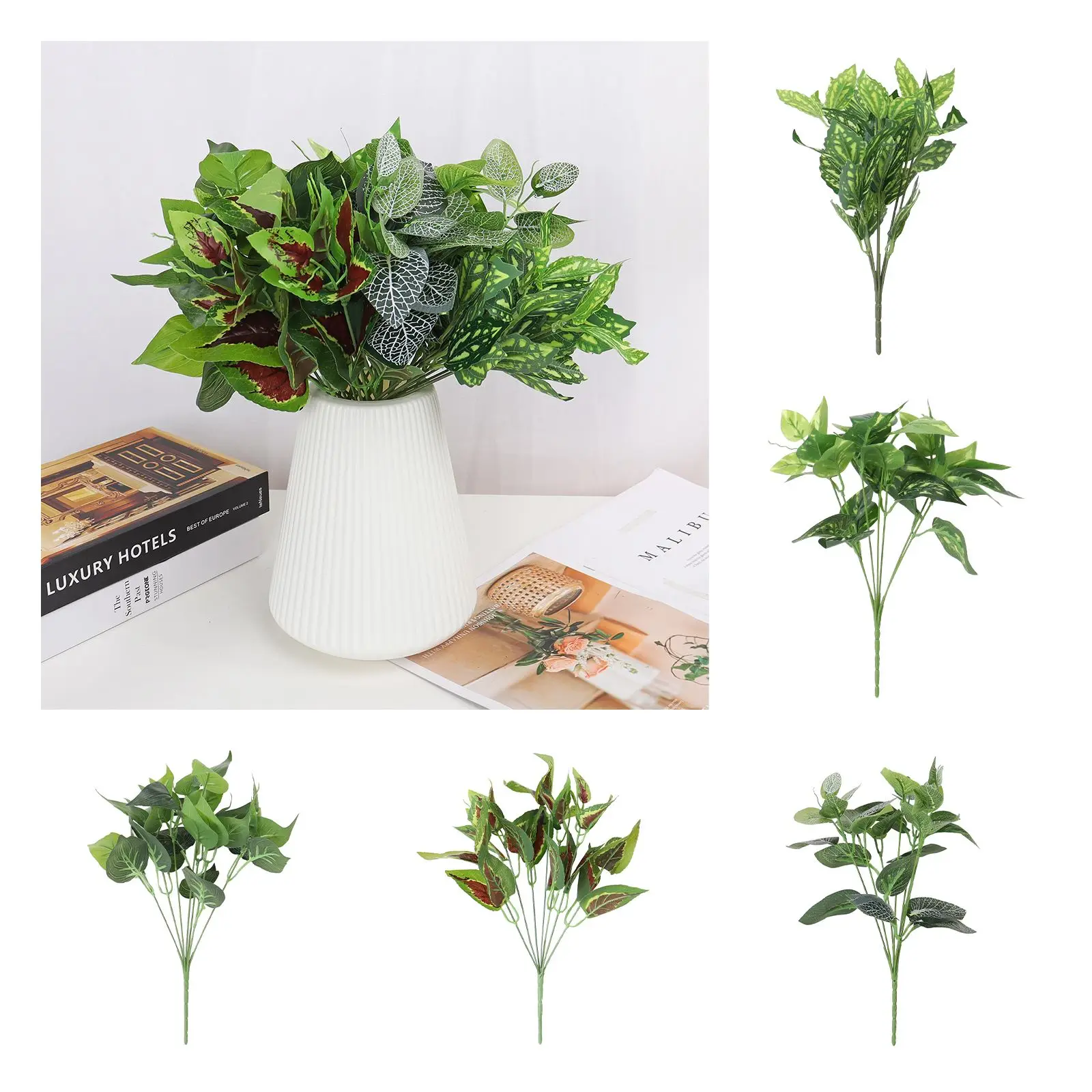 

Tropical Artificial Large Plants Leaves Fake Palm Leafs Plastic Monstera Foliage for Office Decoration