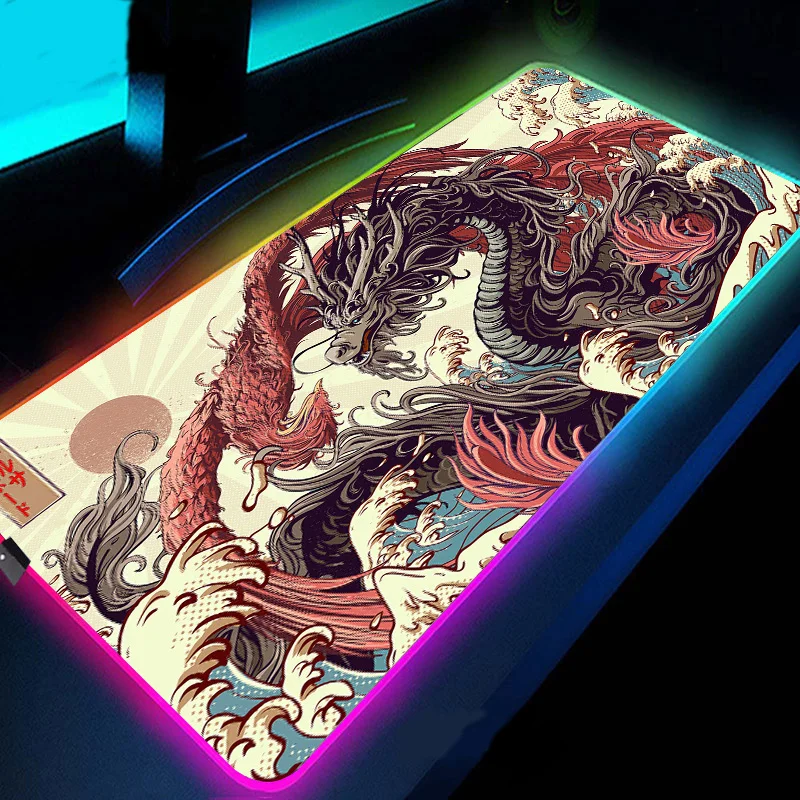 

Gamer RGB Mouse Pad Esports Tiger Gaming Accessories Large Mousepad XXL Gamer Keyboard Computer Desk Mat Berserk Genshin Impact