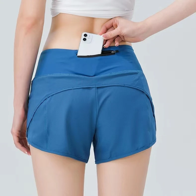 

Lulu Women Yoga Shorts Back Zipper Pockeks Sports Shorts Running Short Linner Exercise Training Workout Shorts