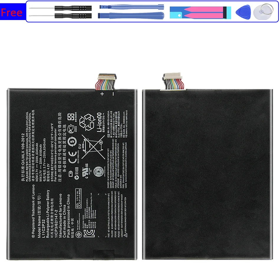 

Replacement Battery L11C2P32 L11C2P31 For Lenovo IdeaTab S6000 S600H B6000 A7600 6340mAh Batteria + Free Tools