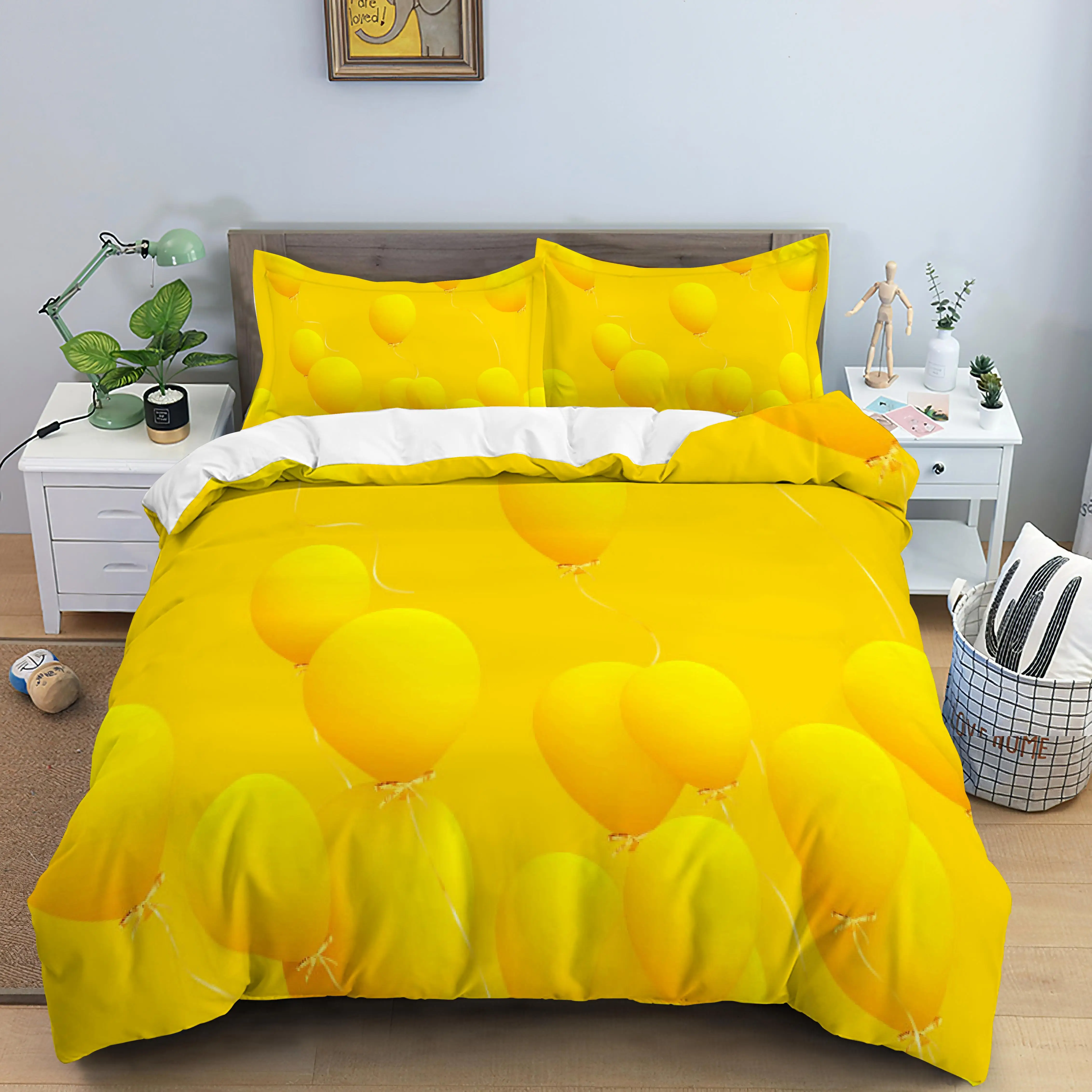 

Set Nordic Style Duvet Cover Set King/Queen Size Quilt Cover With Pillowcase Geometric Bedding Polyester Yellow Home Textiles