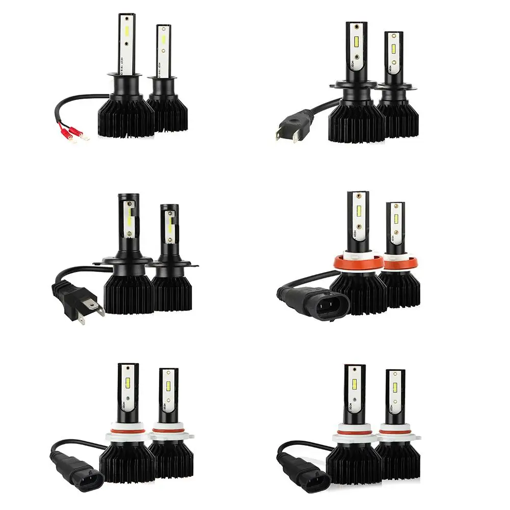 

2pcs Auto Headlight H1 H7 H4 H11 9005 9006 White LED Car Fog Lamp Bulbs 6000LM Built-in Intelligent Control Driver Handy