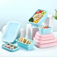 silicone collapsible lunch box rectangle bento box portable food storage container bowl outdoor picnic camping lunchbox 4 sizes