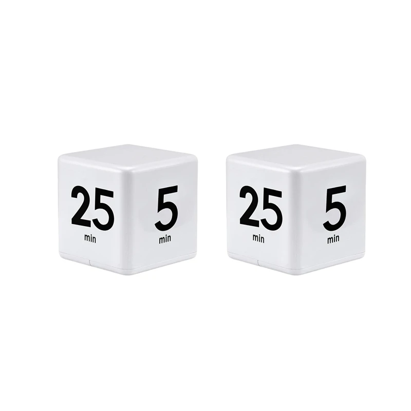 

2X Cube Timer Kitchen Timer Time Management Timer Gravity Sensor Flip For Time Management Countdown 25-5-45-15 Minutes