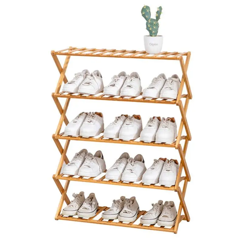 

Simple Household Foldable Shoe Rack Economic Shelf Installation Free Bamboo Shoe Cabinet Multi-layer