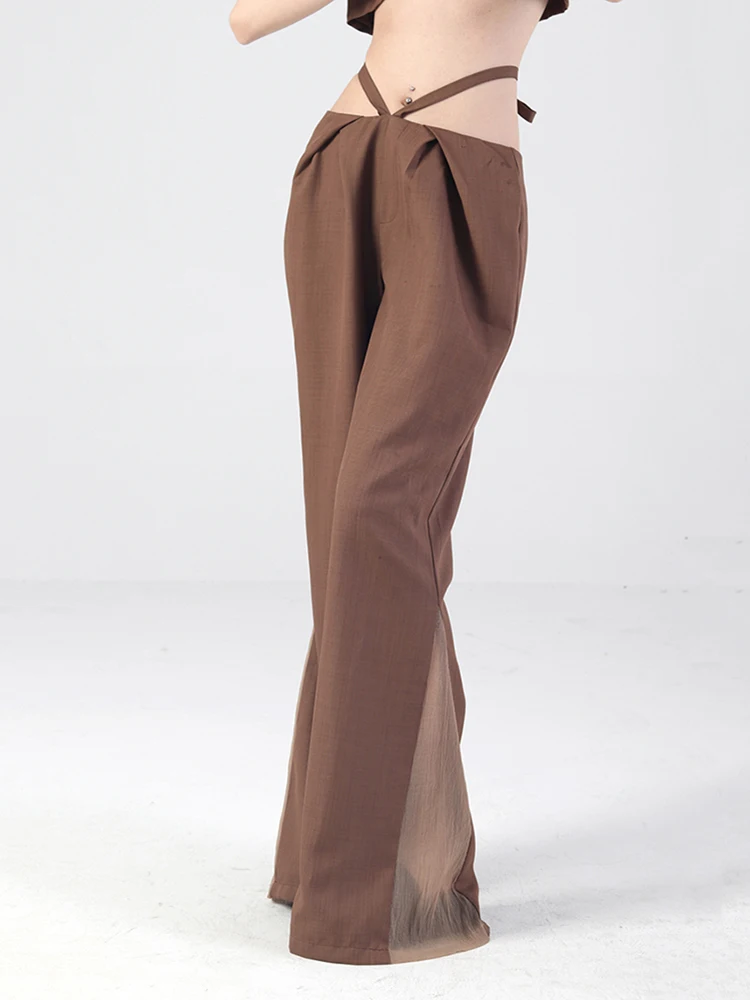 

XITAO Personality Simplicity Flare Pants Fashion Folds Lace-up Bareback Sexy Long Pants Summer New Temperament Women WLD20038