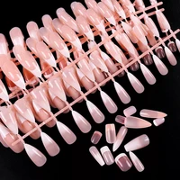 24pcsset pink gliter nail french fake nails crescent moon pattern ballerina full cover press on nail art bride party manicure