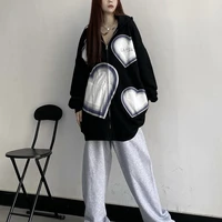 deeptown harajuku women sweatshirts oversized korean fashion vintage streetwear black kpop style female zip up hoodies hip hop