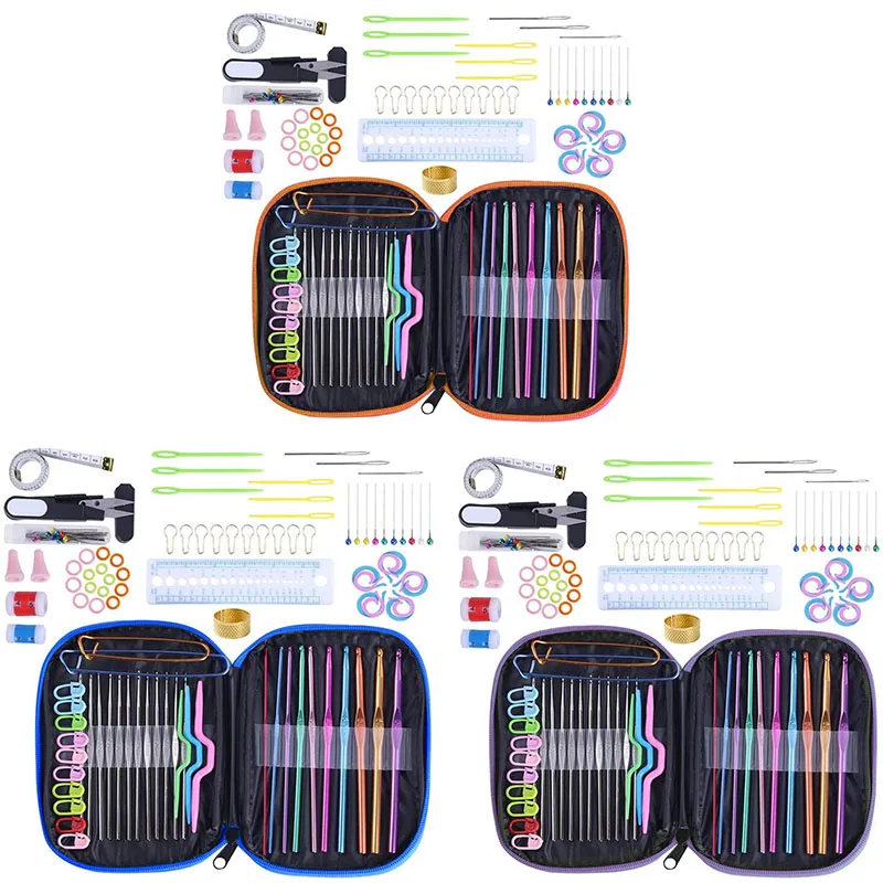 

BMBY-100Pcs Crochet Hook With Yarn Knit Gauge Stitch DIY Tools Kit