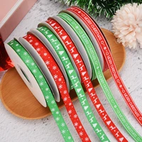10yards 10mm christmas ribbon printed bronzing grosgrain festive decorative ribbed ribbon gift wrapping diy handicraft
