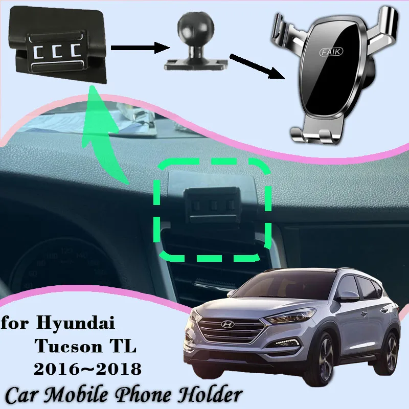 Автомобильный держатель мобильного телефона для Hyundai Tucson TL 2016 ~ 2018 подставка