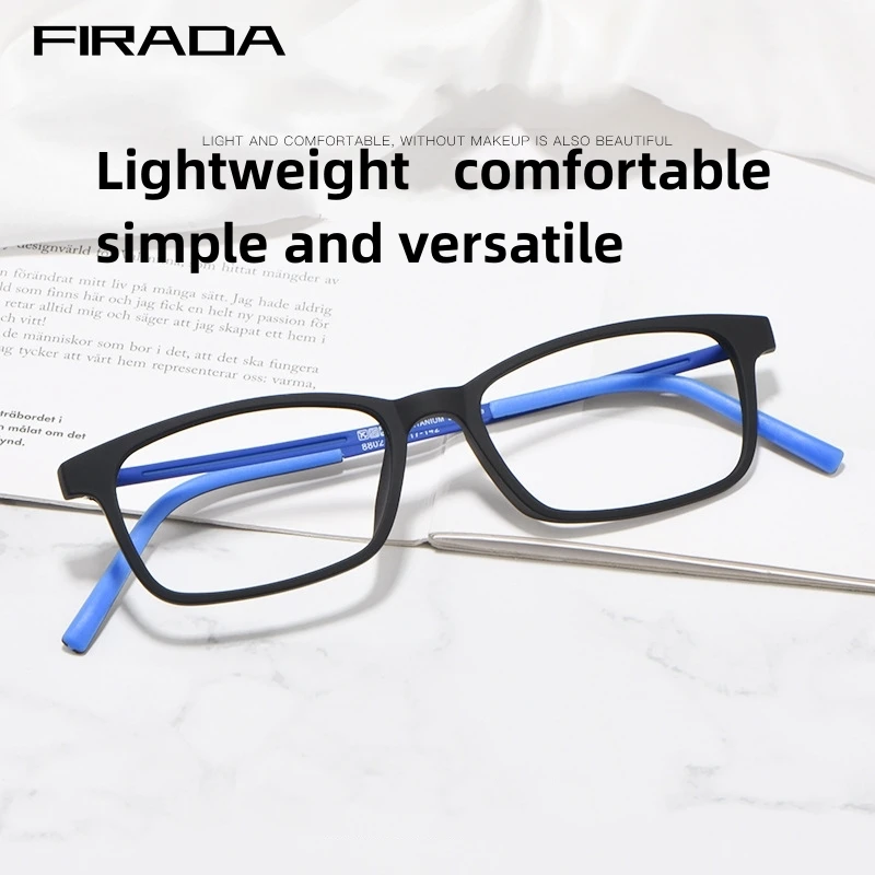 

FIRADA 2023 Fashion Eyewear Retro Square Pure Titanium TR90 Eyeglasses Optical Prescription Glasses Frame For Men And Women 8802