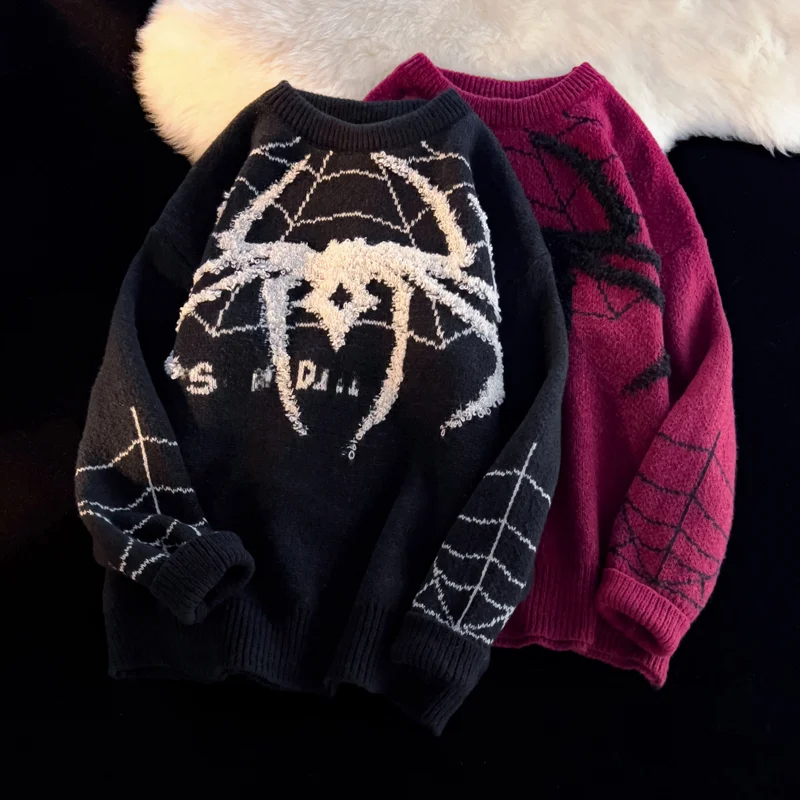 Модный брендовый плюшевый свитер в стиле High Street с оленем и пауком для мужчин