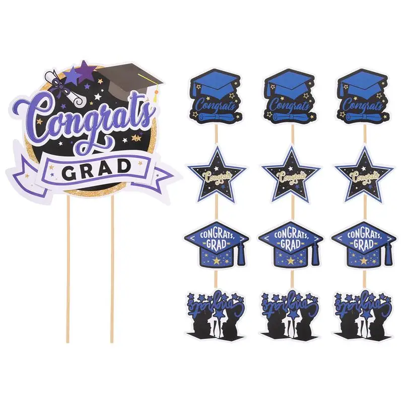 

13 Pcs Graduation Cake Topper Congrats Grad Acrylic Cake Topper for 2022 Graduations College Celebrate Party Cake Decorations