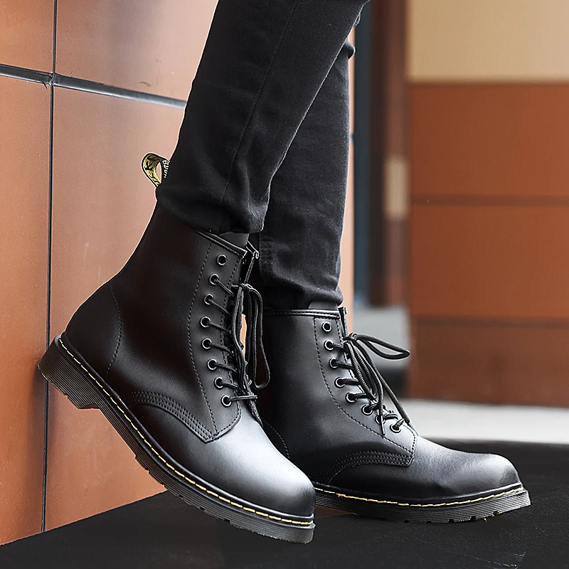 Unisex Black Martin Boots Winter Autumn Casual Shoes  Classical Anti Skidding Botas Tacon Mediano Para Mujer Para Otoño