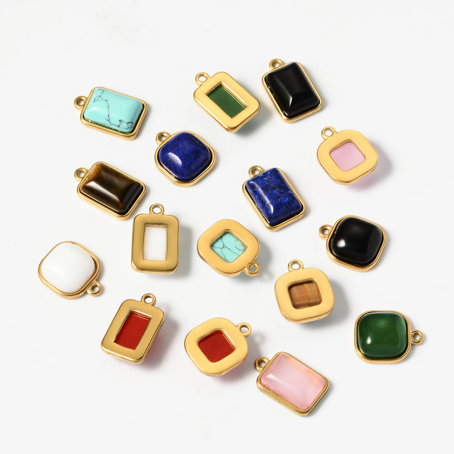 5 шт. квадратный прямоугольник натуральный камень из нержавеющей стали подвески