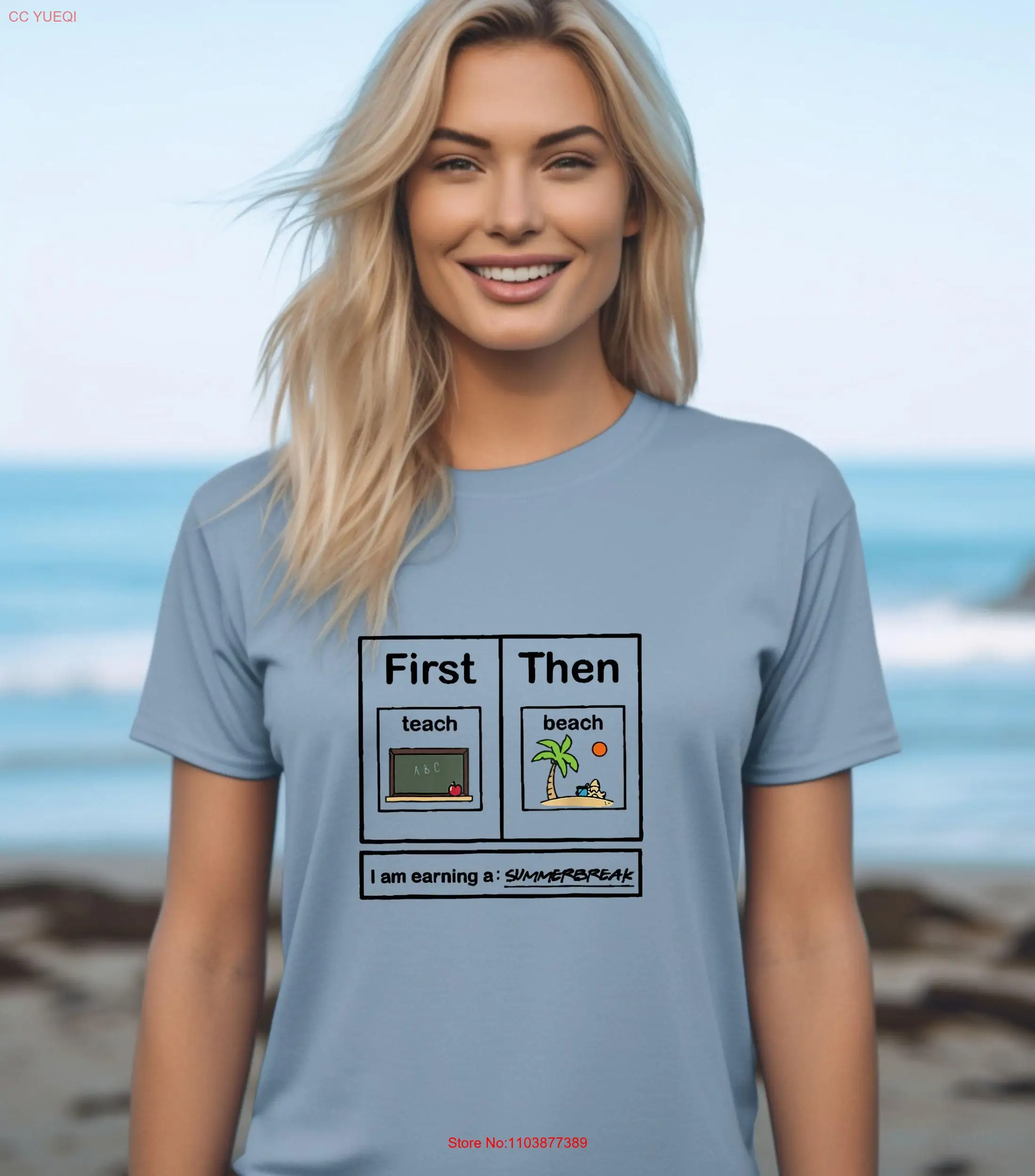 Футболка Первое учитель тогда пляж летняя футболка для учителя забавная отпуска