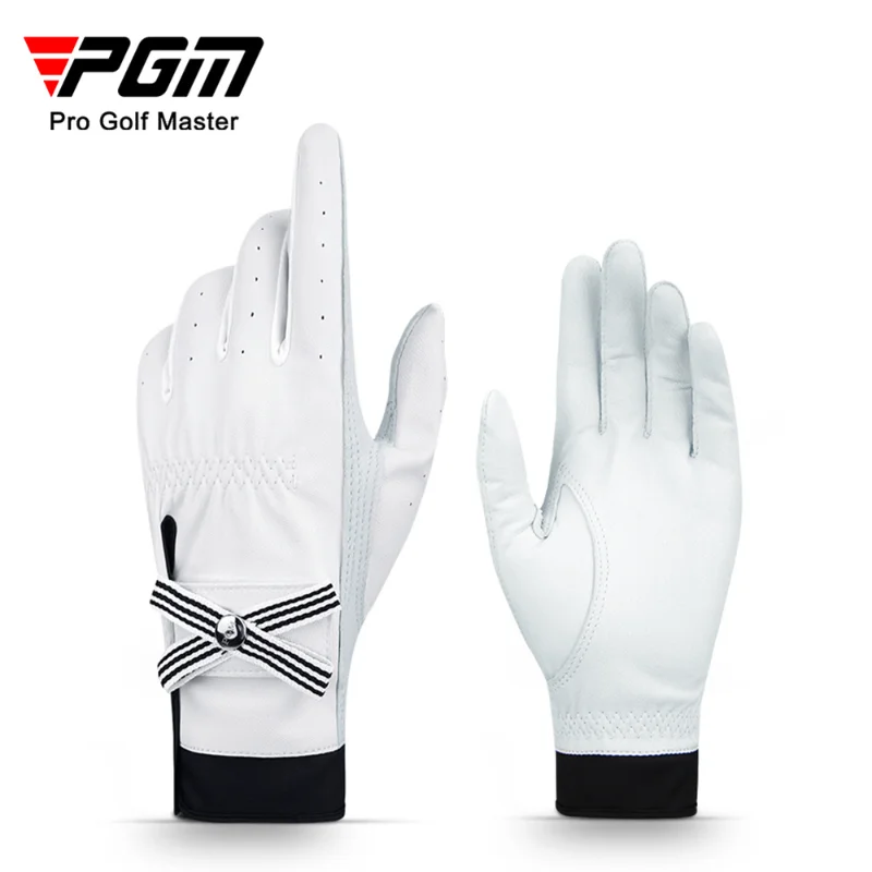 1Pair Pgm Golf Gloves Women With Mark Sheep Skin Breathable Genuine Leather Sport Gloves Anti-Slip Training Mittens Elegant