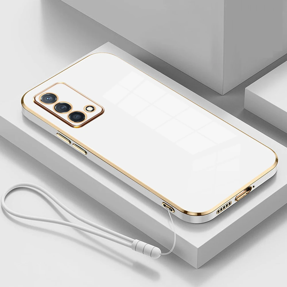 

Для oppo Reno6 Lite чехол для телефона роскошный квадратный чехол OPPO A74 4G A95 искусственная задняя крышка CPH2365 CHP2219 чехол