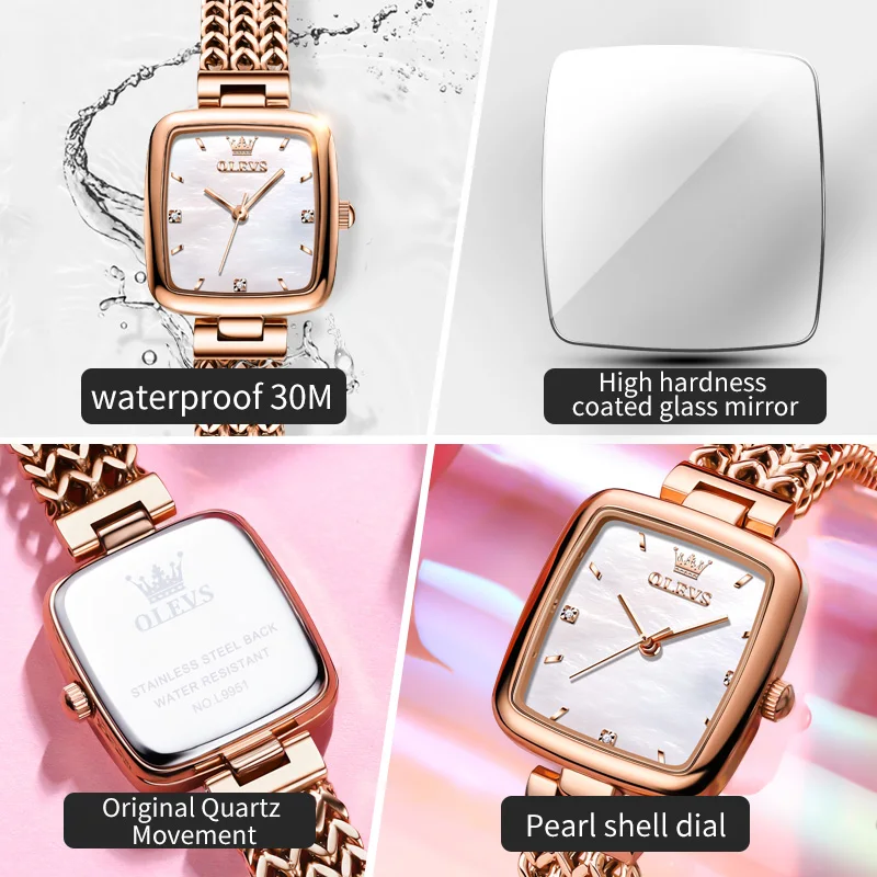 OLEVS Womens Watches Top Brands Luxury Rose Gold Bracelet Quartz Watch for Women's Fashion Stainless Steel Ladies Wristwatches