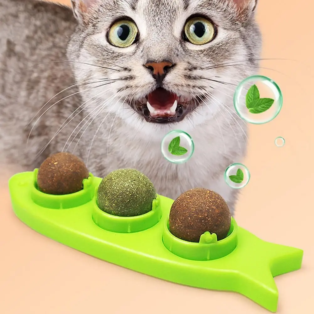

Moistureproof Edible Cat Toys Rotatable Rotatable Interactive Catnip Balls Cat Mint