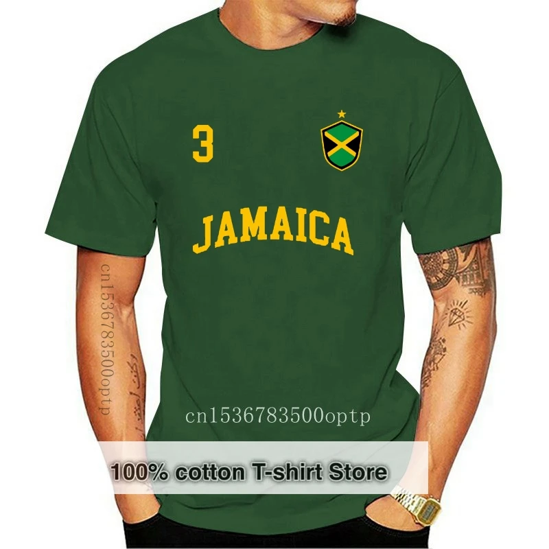 

2019 Summer Fashion Jamaica Shirt Number 3 BACK Soccers Jamaican Flag T Shirt