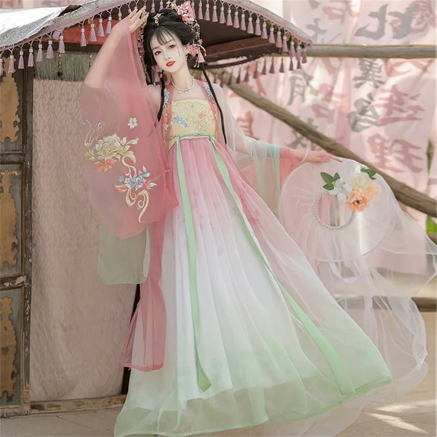 Винтажное женское традиционное китайское платье Hanfu для сценических танцев