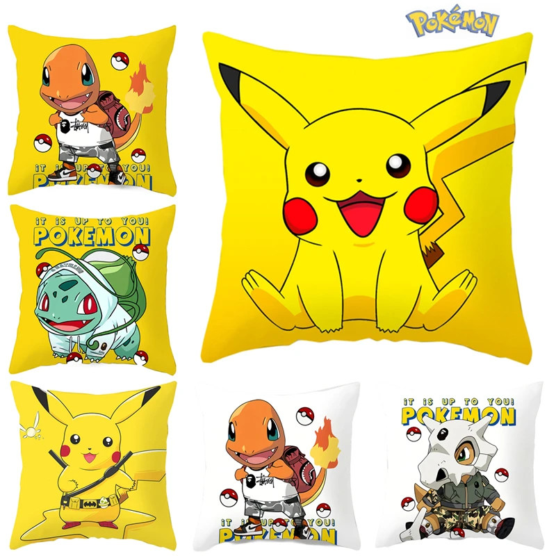 

Pokemon Cushion Cover 45x45 Printed Pattern Pikachu Throw Pillow Case for Sofa Car Decor Lumbar Pillow Cover Home Pillowcase