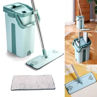 mop bucket system for floor cleaning 2 in 1 wash dry with flat fiber mop pads mop bucket system home accessories