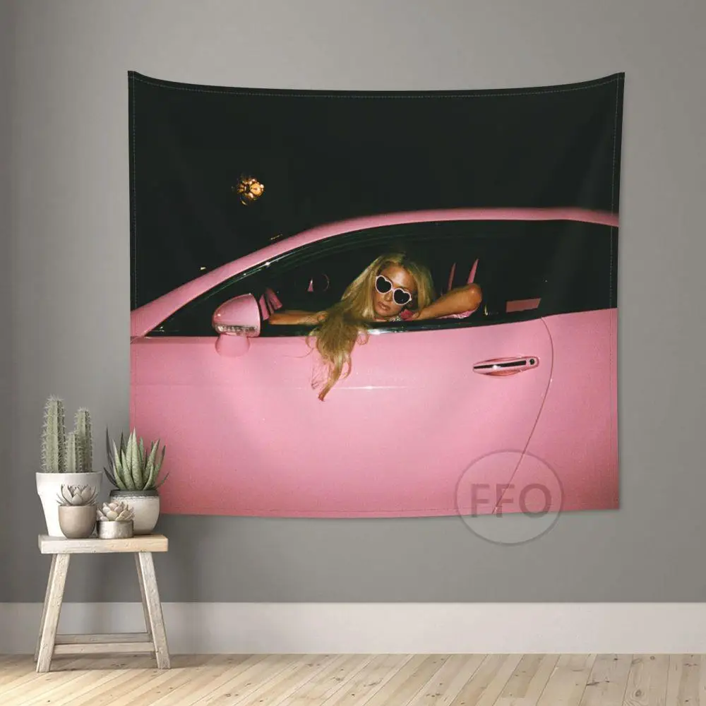 Настенный розовый гобелен в стиле Париж-Хилтон Y2k декор для комнаты эстетический