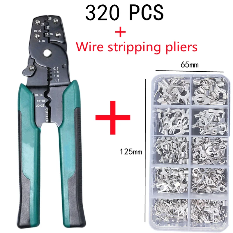 Wire stripper multi-function, boxed crimp terminals, electrical connectors, U/O shapes, spliced terminations, wire connectors