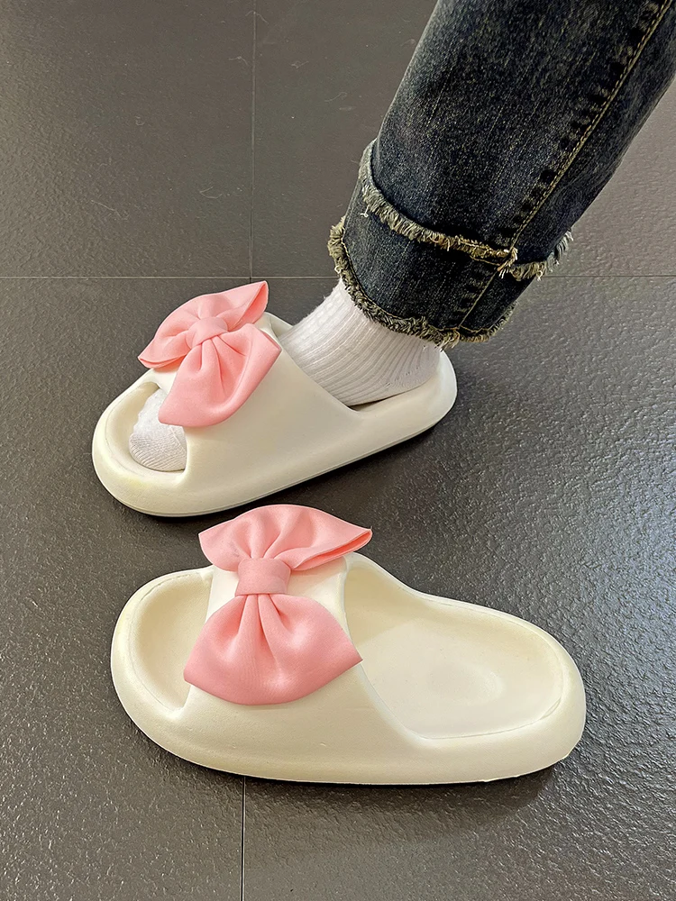

Shoes Woman 2023 Med Butterfly-Knot Slippers Flat Platform Shale Female Beach Luxury Slides Soft Sabot Designer Summer Butterfly