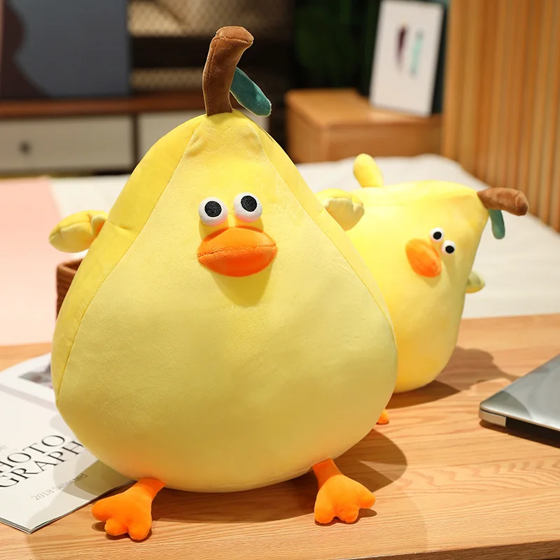 

30/40/60cm Yellow Duck Pear Plush Pillow Doll Stuffed Animals Chicken Plush Toys Elastic Pillow Cuddly Baby Comforting Gifts