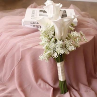 simulation wedding bouquet white calla lilies wedding bouquet for bride ramo de boda de novia bouquet for bridesmaid