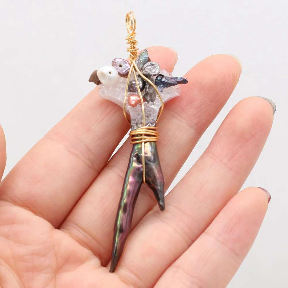 

Hot Selling Natural Freshwater Pearl Irregular Winding Gold Pendant Making DIY Exquisite Necklace Earrings Jewelry Gift Party