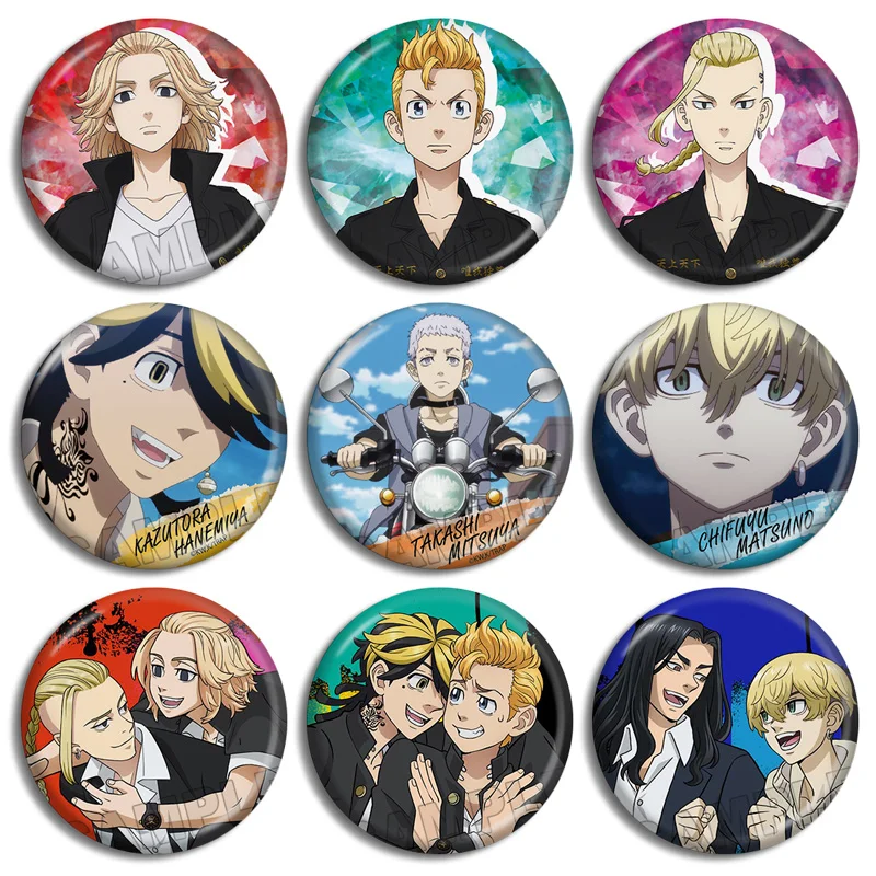 

Anime Manga Tokyo Revengers Hanagaki Takemichi Draken Mikey Matsuno Chifuyu Baji Keisuke Acrylic Metal Brooch Button Badge Gifts