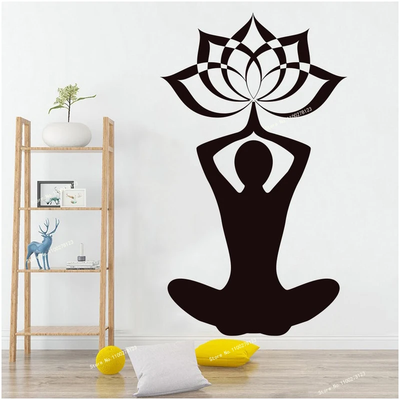 

Раздуманный искусственный цветок Namaste виниловый стикер Декор Спальня дизайн роспись цветок Будда Namaste Йога гостиная студия