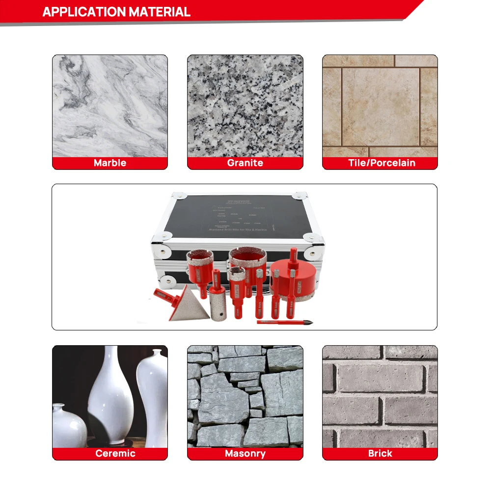 Набор алмазных сверл Diatool с треугольным хвостовиком кольцевая пила для мрамора