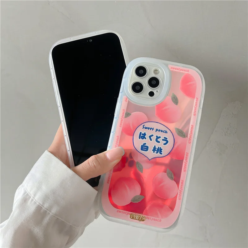 Luxury Laser Dream Pink Phone Case for IPhone 13 12 11 Pro Max XR XS Max 7 8 Plus X Peach Pattern Soft Tpu Back Cover Shell