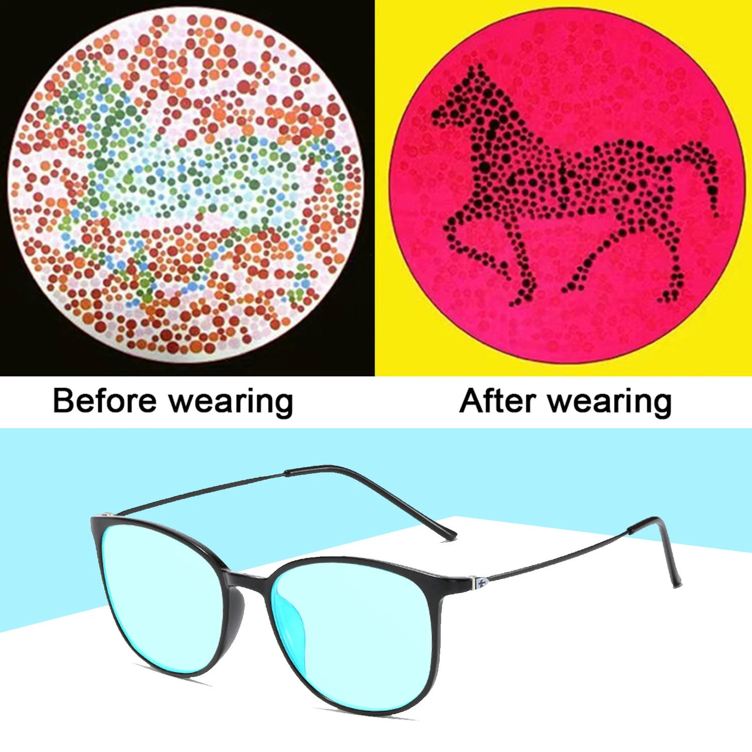 

Full Frame Red and Green Color Blind Glasses HD Color Blindness Correction Glasses for Both Men and Women Eyewear Corrective New