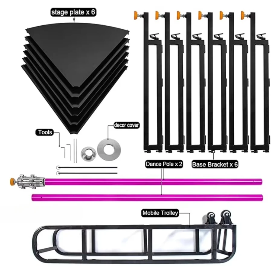 Фото Комплект для танцев на пилоне Gao Hao Dance Pole Stage Kit - Профессиональный танцевальный пилон 45 мм, вращающийся и стационарный, съемный и портативный. №2